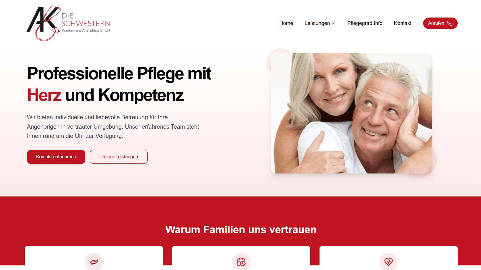Screenshot der Website von AK - Die Schwestern GmbH