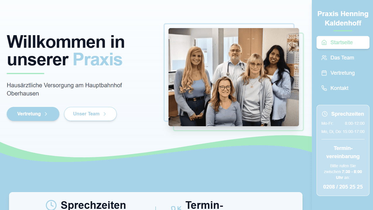 Screenshot der Website von Praxis Henning Kaldenhoff